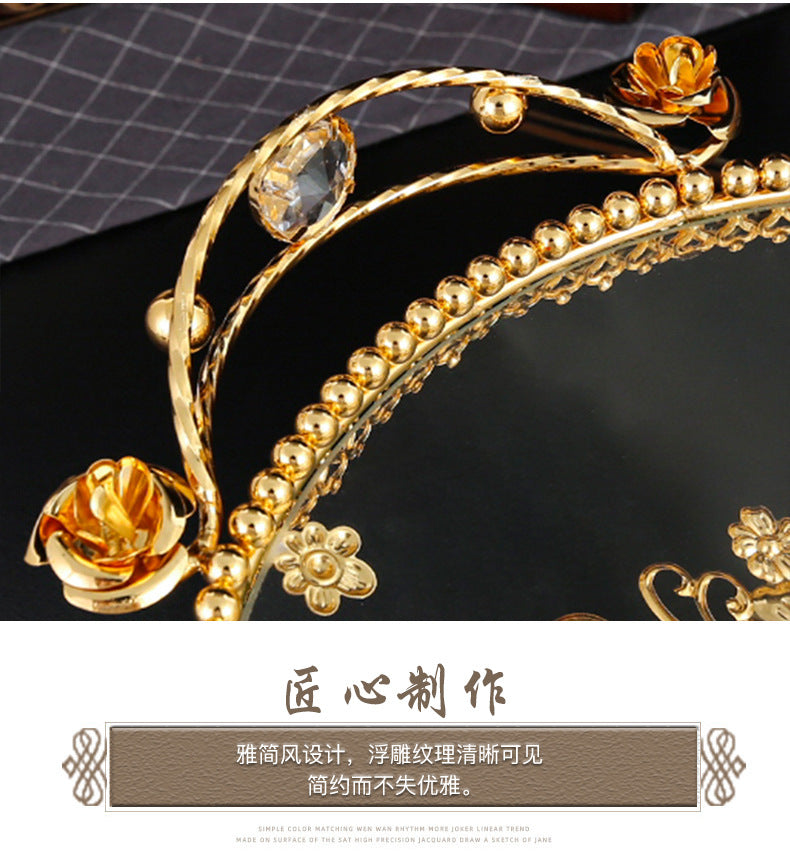American style light luxury fruit tray decoration for home use, glass fruit tray for living room, new Chinese style coffee table
