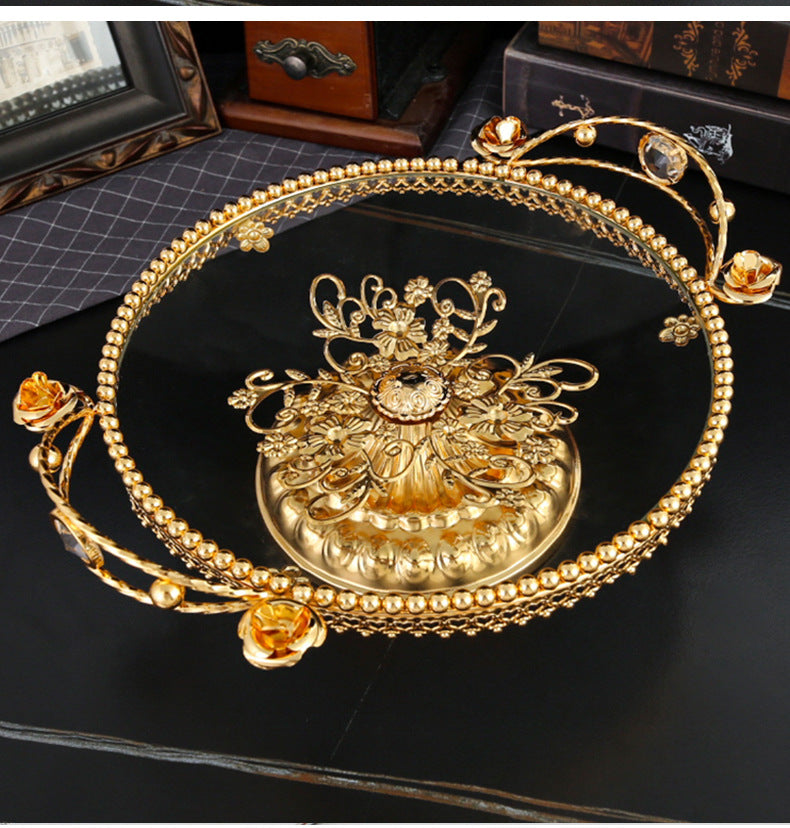 American style light luxury fruit tray decoration for home use, glass fruit tray for living room, new Chinese style coffee table