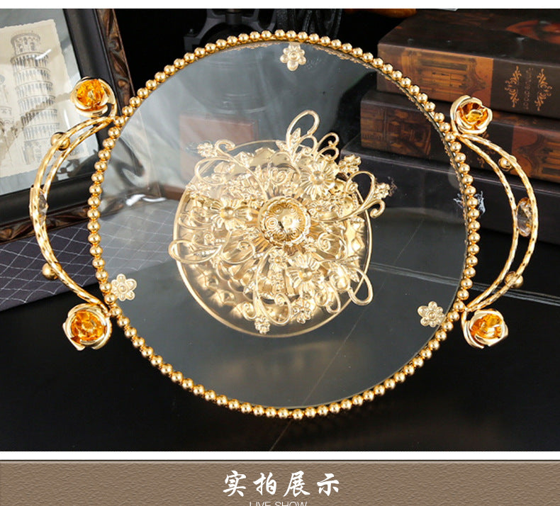 American style light luxury fruit tray decoration for home use, glass fruit tray for living room, new Chinese style coffee table