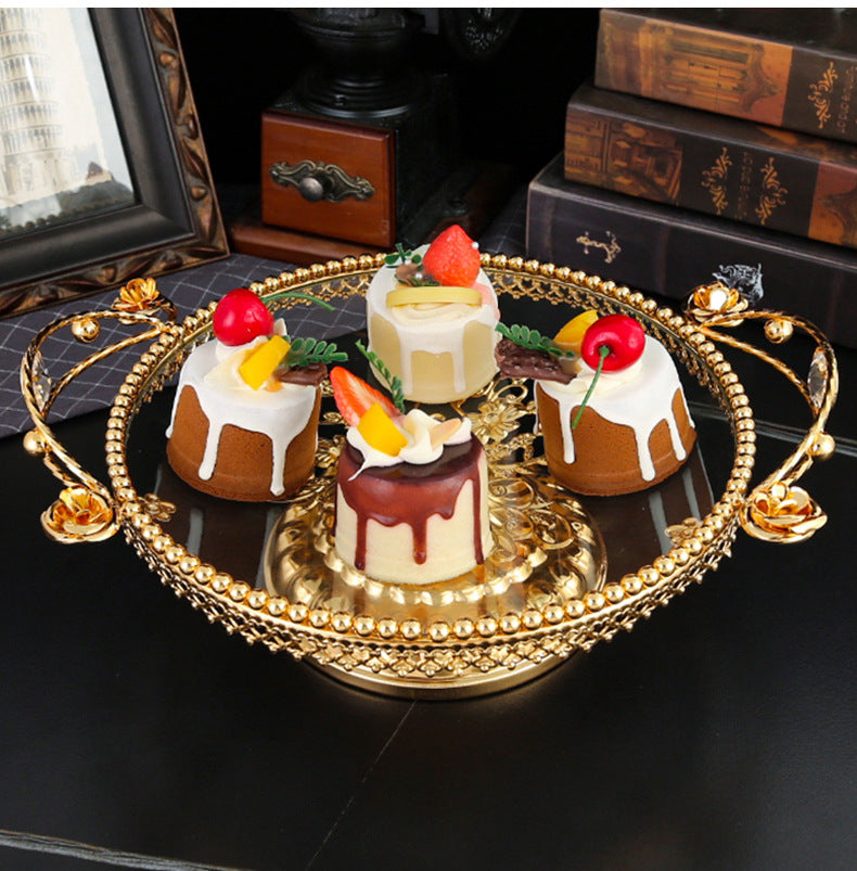 American style light luxury fruit tray decoration for home use, glass fruit tray for living room, new Chinese style coffee table