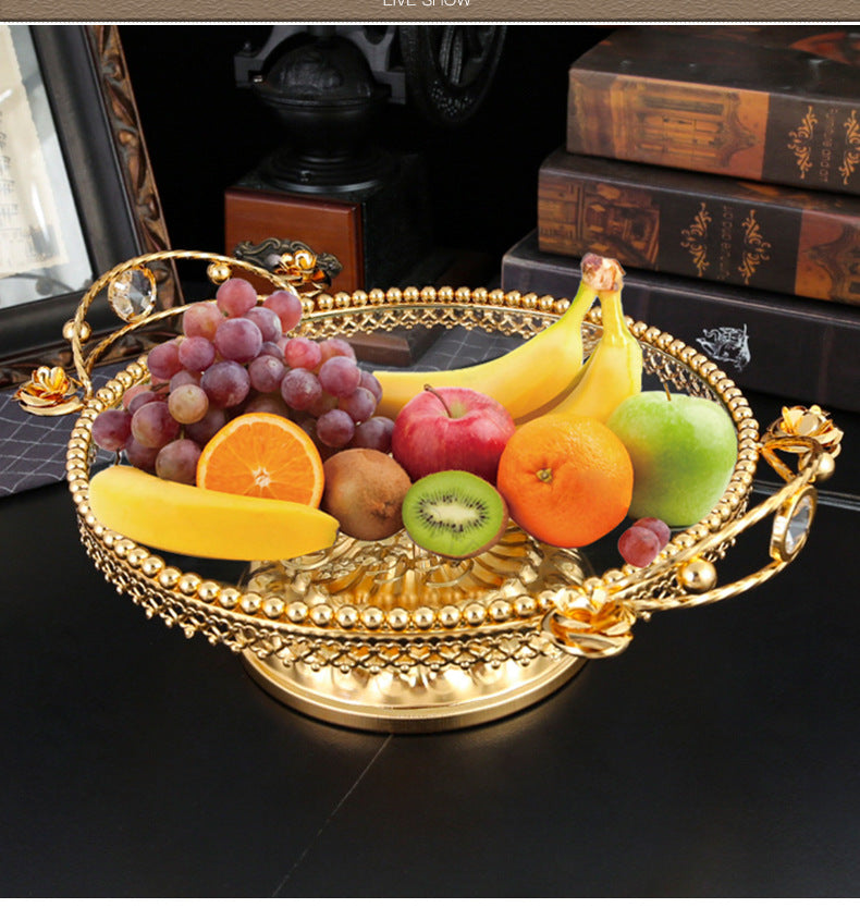 American style light luxury fruit tray decoration for home use, glass fruit tray for living room, new Chinese style coffee table