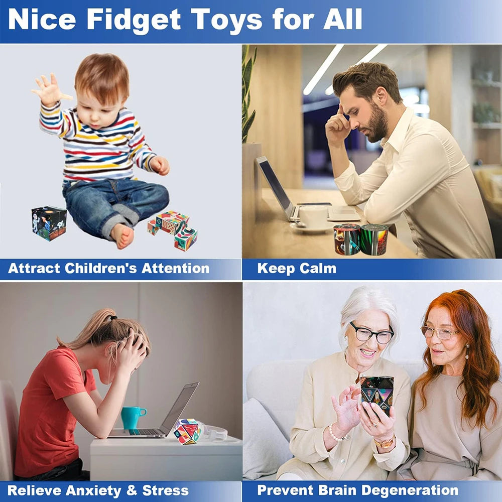 Shape Shifting Box Geometric Changeable Magnetic Magic Cube 3D Decompression Hand Flip Puzzle Kids Reliever Fidget Toy