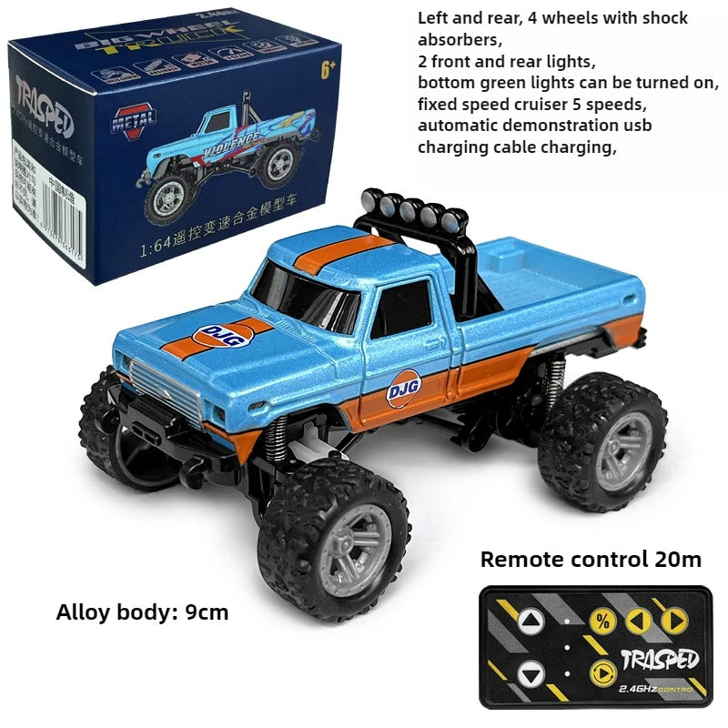 RC Off-road Monster Truck 1/64 Remote Control Mini Climbing Car Alloy Model 2.4G Remote Control Electric Toy Off-road Vehicle