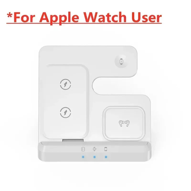 Desktop 3 in 1 Wireless Charger Foldable Fast Phone Charge Station For iPhone 16 15 14 13 12 Apple Watch 10/9/8/7/6 AirPods 3/2