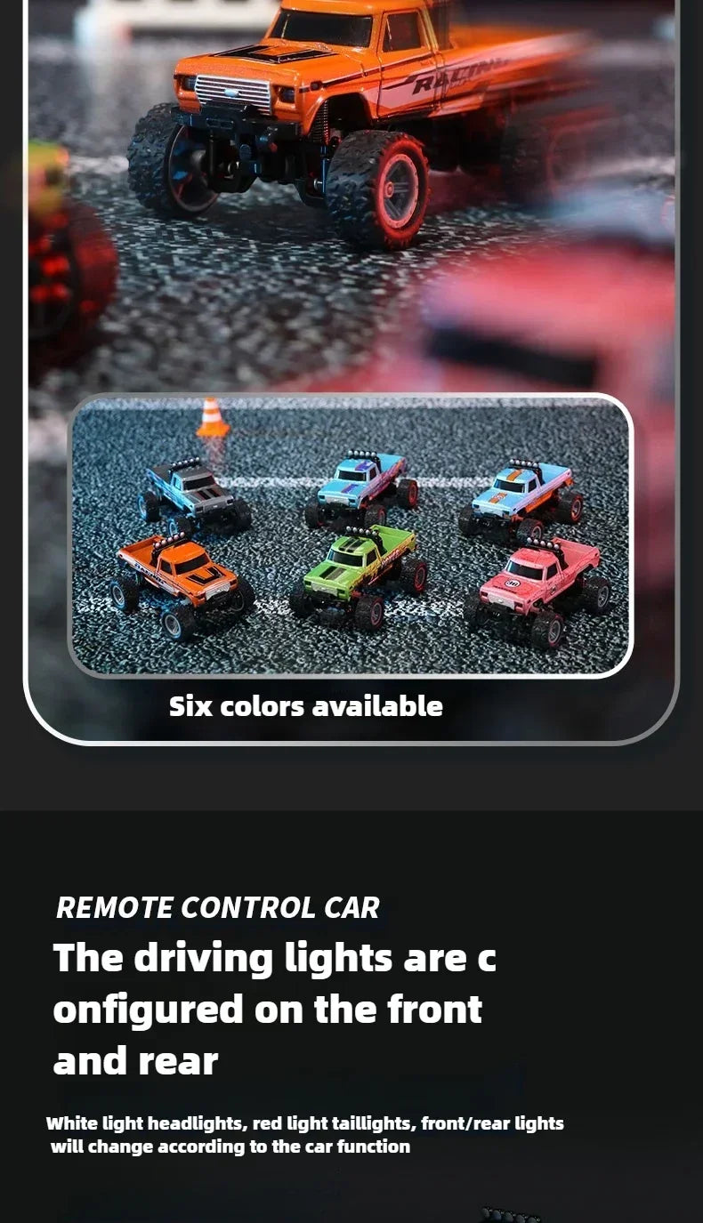 RC Off-road Monster Truck 1/64 Remote Control Mini Climbing Car Alloy Model 2.4G Remote Control Electric Toy Off-road Vehicle