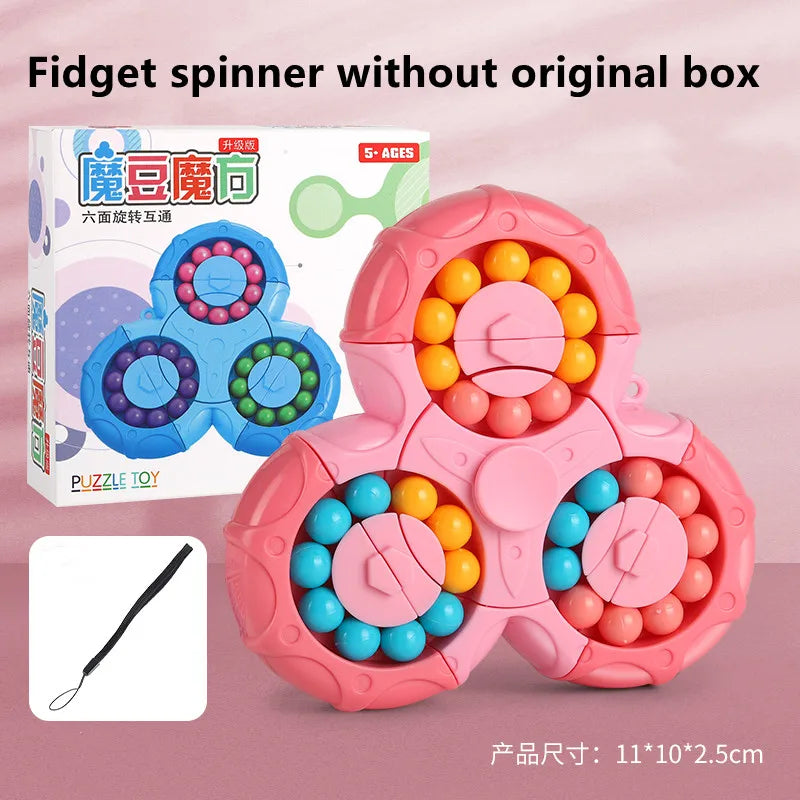 New Six-sided Rotation Finger Bean Intelligence Gyro Antistress Fingertip Cube Learning Educational Magic Disk For Kids Gift