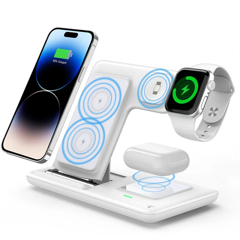 Desktop 3 in 1 Wireless Charger Foldable Fast Phone Charge Station For iPhone 16 15 14 13 12 Apple Watch 10/9/8/7/6 AirPods 3/2