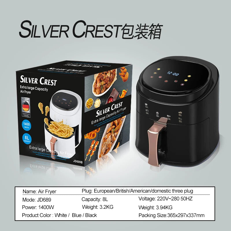 Air fryer Large capacity 6L 8L intelligent electric fryer Zhongshan small appliance gift French fries machine