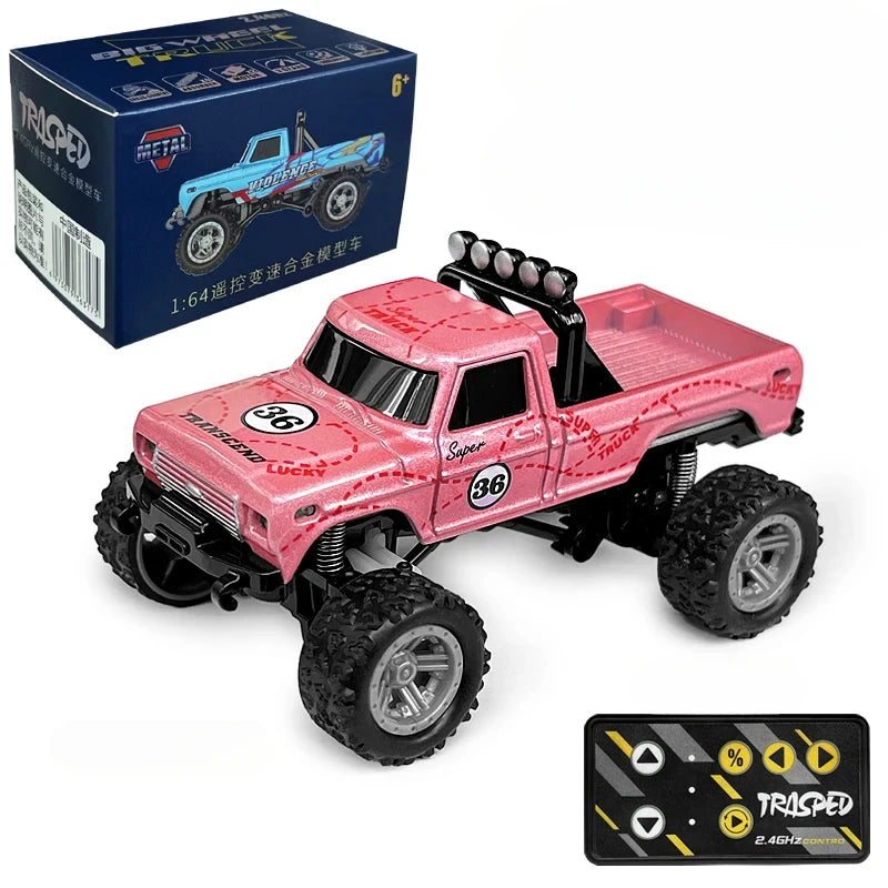 RC Off-road Monster Truck 1/64 Remote Control Mini Climbing Car Alloy Model 2.4G Remote Control Electric Toy Off-road Vehicle