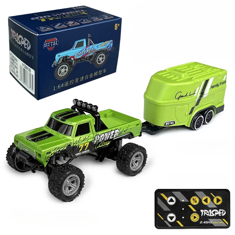 RC Off-road Monster Truck 1/64 Remote Control Mini Climbing Car Alloy Model 2.4G Remote Control Electric Toy Off-road Vehicle