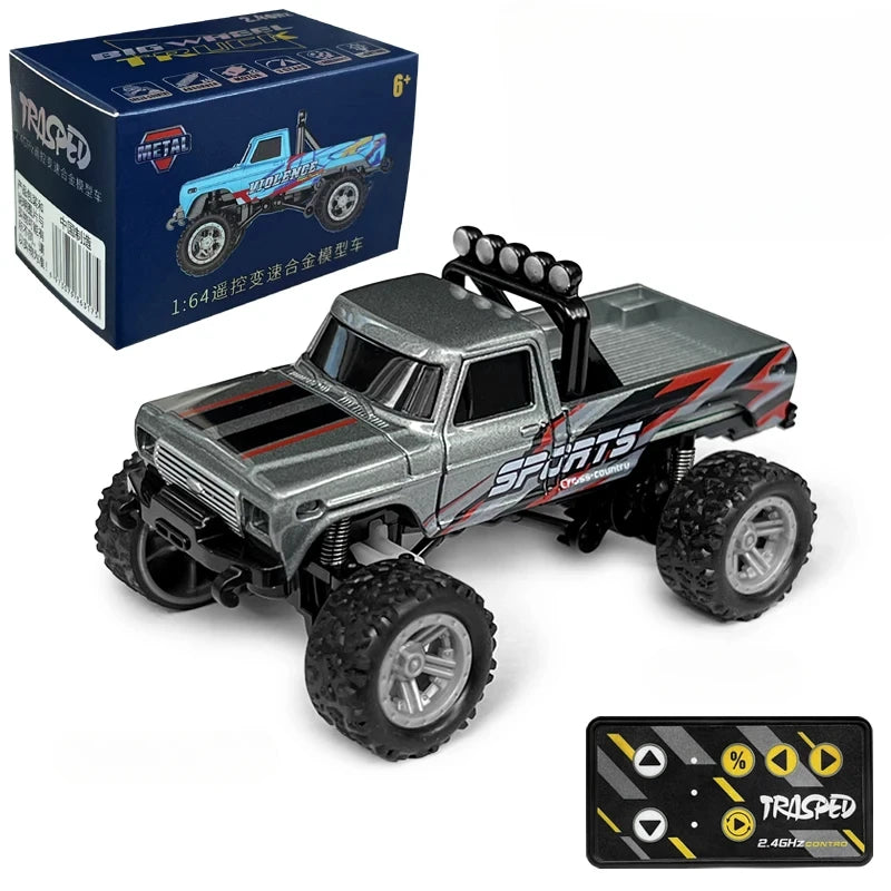 RC Off-road Monster Truck 1/64 Remote Control Mini Climbing Car Alloy Model 2.4G Remote Control Electric Toy Off-road Vehicle