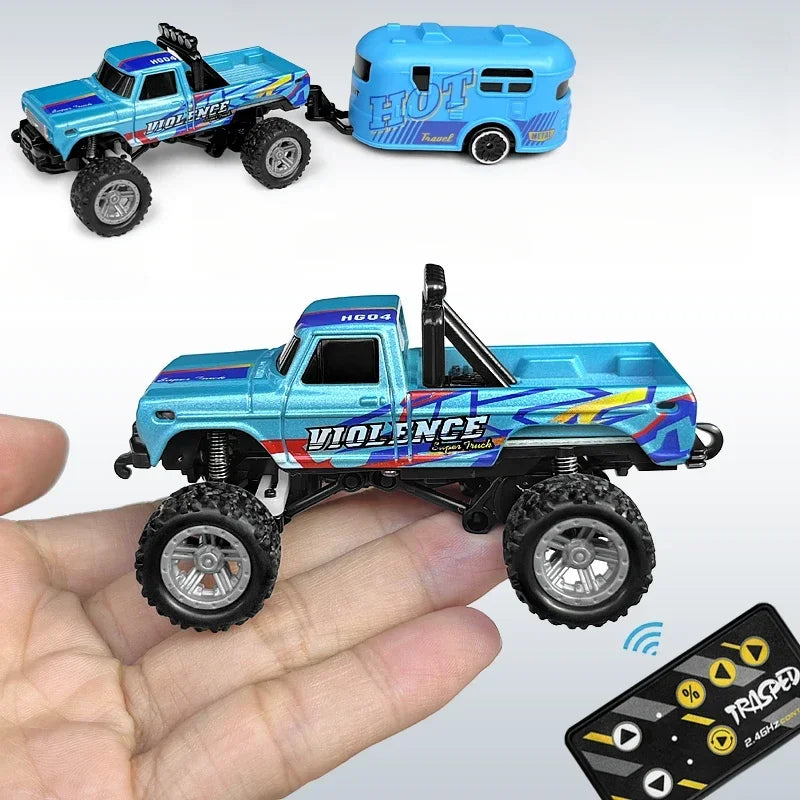 RC Off-road Monster Truck 1/64 Remote Control Mini Climbing Car Alloy Model 2.4G Remote Control Electric Toy Off-road Vehicle
