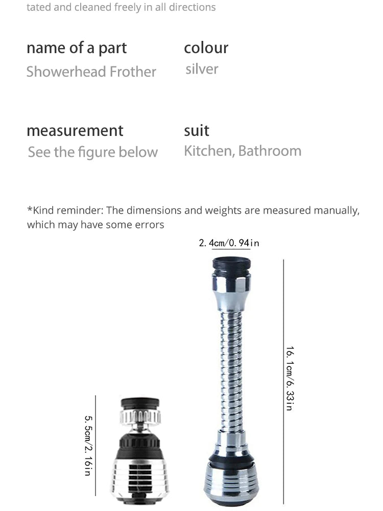 360 Degree Faucet Anti Splash Head Kitchen Water Saver Universal Rotating Bubbler Filter Nozzle Booster Nozzle Kitchen Tools