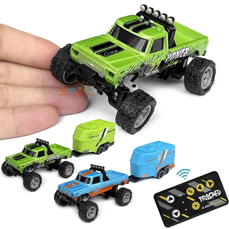RC Off-road Monster Truck 1/64 Remote Control Mini Climbing Car Alloy Model 2.4G Remote Control Electric Toy Off-road Vehicle