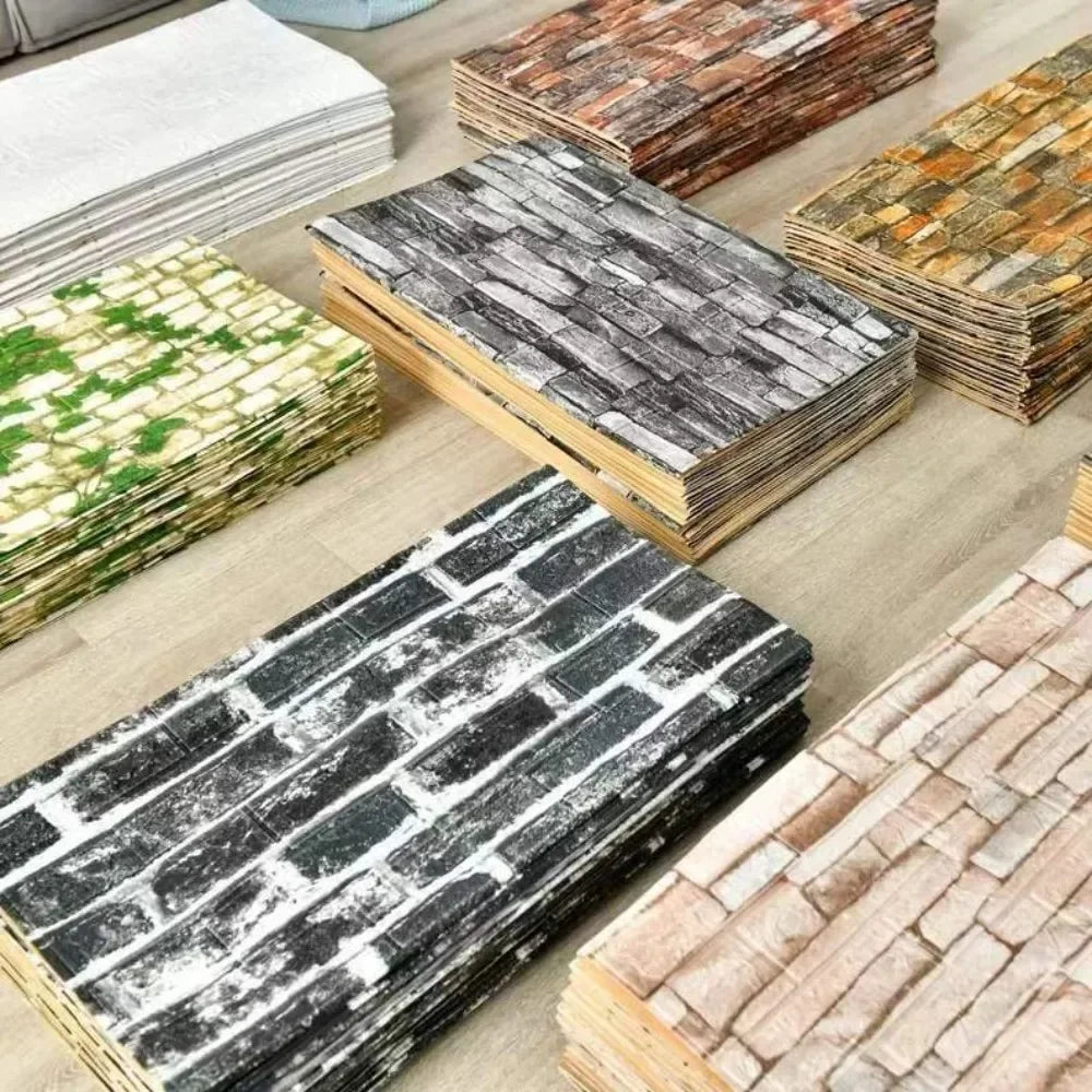 3D Wall Sticker Imitation 5m Brick Bedroom Home Decor Waterproof Self-adhesive DIY Wallpaper for Living Room