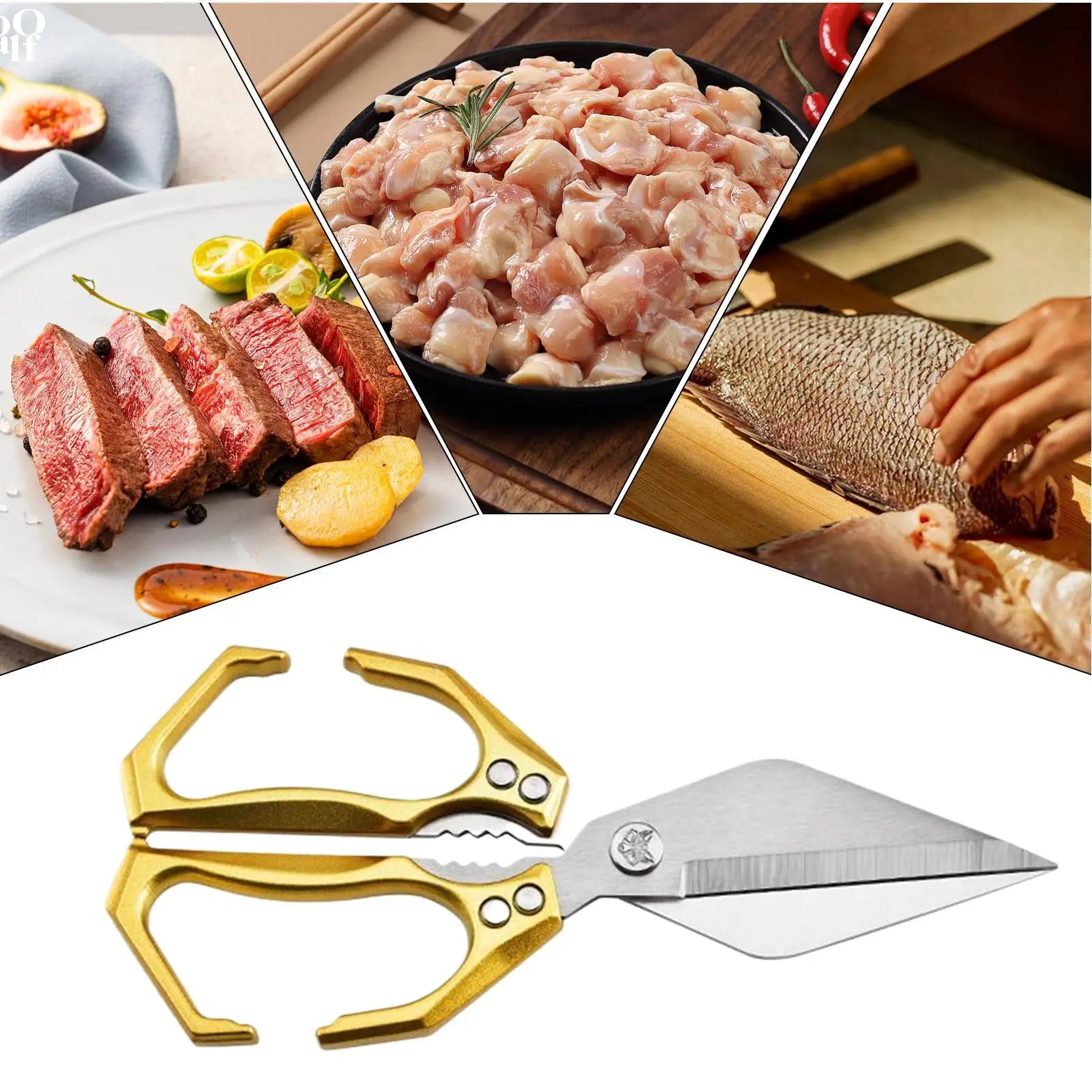 Kitchen Scissors Stainless Steel Meat Cutting Scissors Cooking Shears Heavy Duty Utility For Chicken Cutting Turkey Fish Seafood