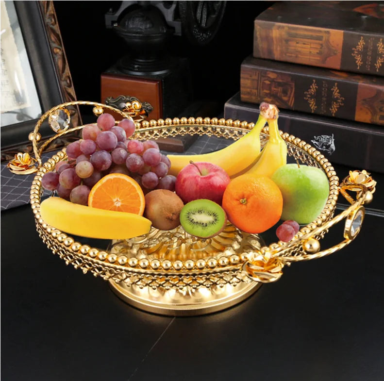 American style light luxury fruit tray decoration for home use, glass fruit tray for living room, new Chinese style coffee table