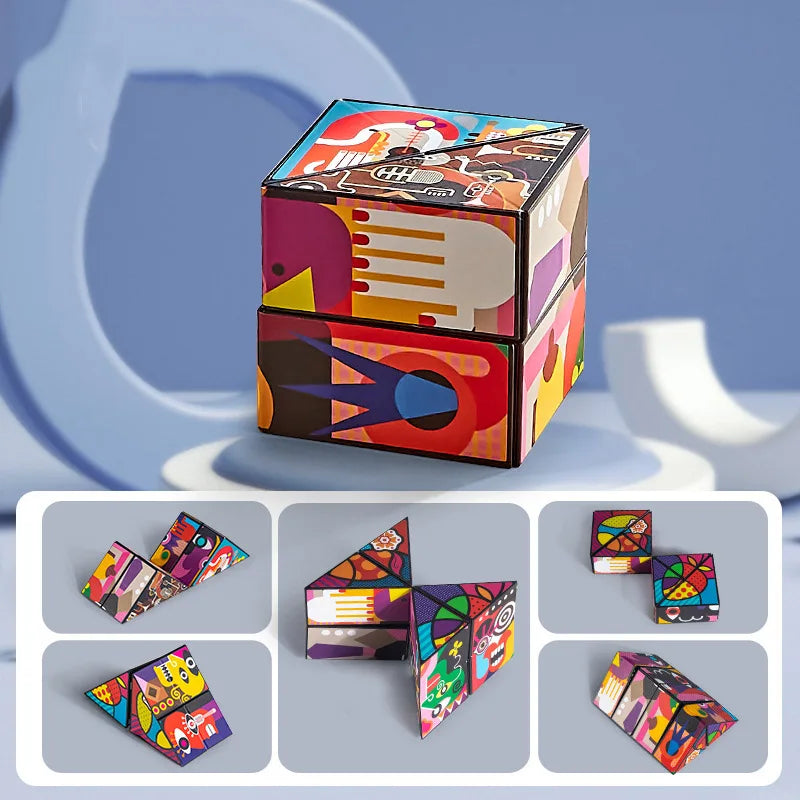 Shape Shifting Box Geometric Changeable Magnetic Magic Cube 3D Decompression Hand Flip Puzzle Kids Reliever Fidget Toy