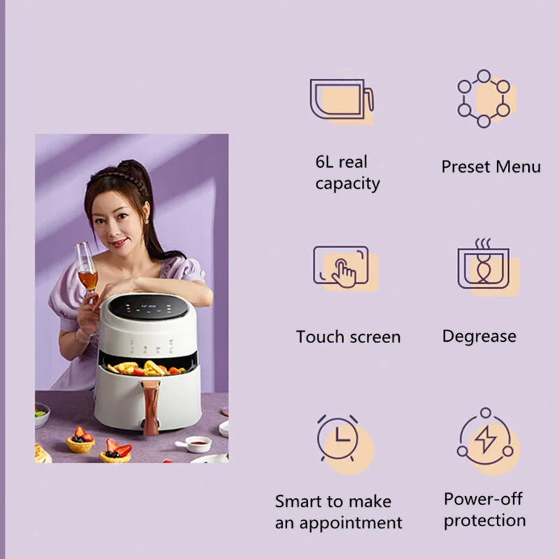 Air fryer Large capacity 6L 8L intelligent electric fryer Zhongshan small appliance gift French fries machine
