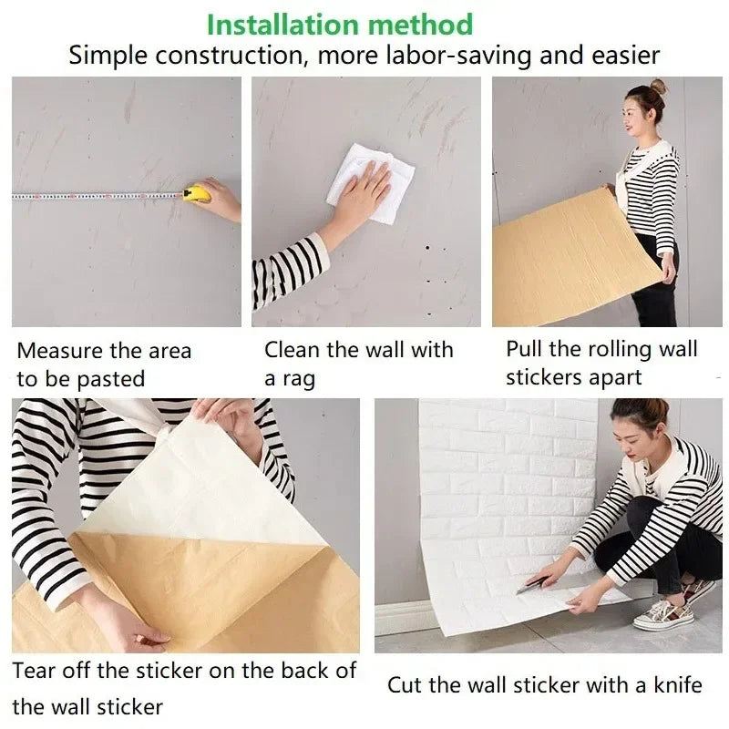 3D Wall Sticker Imitation 5m Brick Bedroom Home Decor Waterproof Self-adhesive DIY Wallpaper for Living Room
