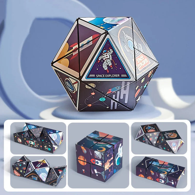 Shape Shifting Box Geometric Changeable Magnetic Magic Cube 3D Decompression Hand Flip Puzzle Kids Reliever Fidget Toy