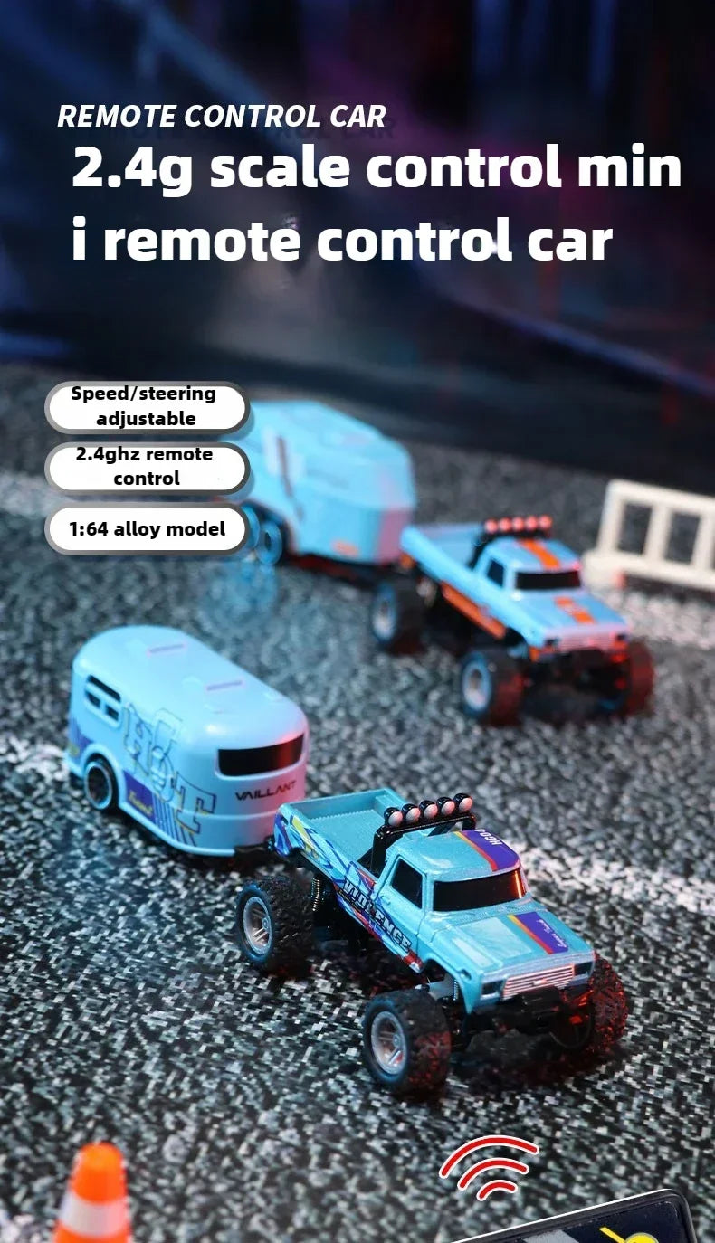 RC Off-road Monster Truck 1/64 Remote Control Mini Climbing Car Alloy Model 2.4G Remote Control Electric Toy Off-road Vehicle