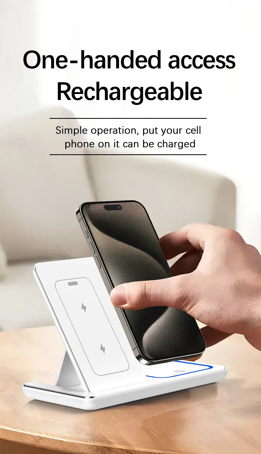 Desktop 3 in 1 Wireless Charger Foldable Fast Phone Charge Station For iPhone 16 15 14 13 12 Apple Watch 10/9/8/7/6 AirPods 3/2
