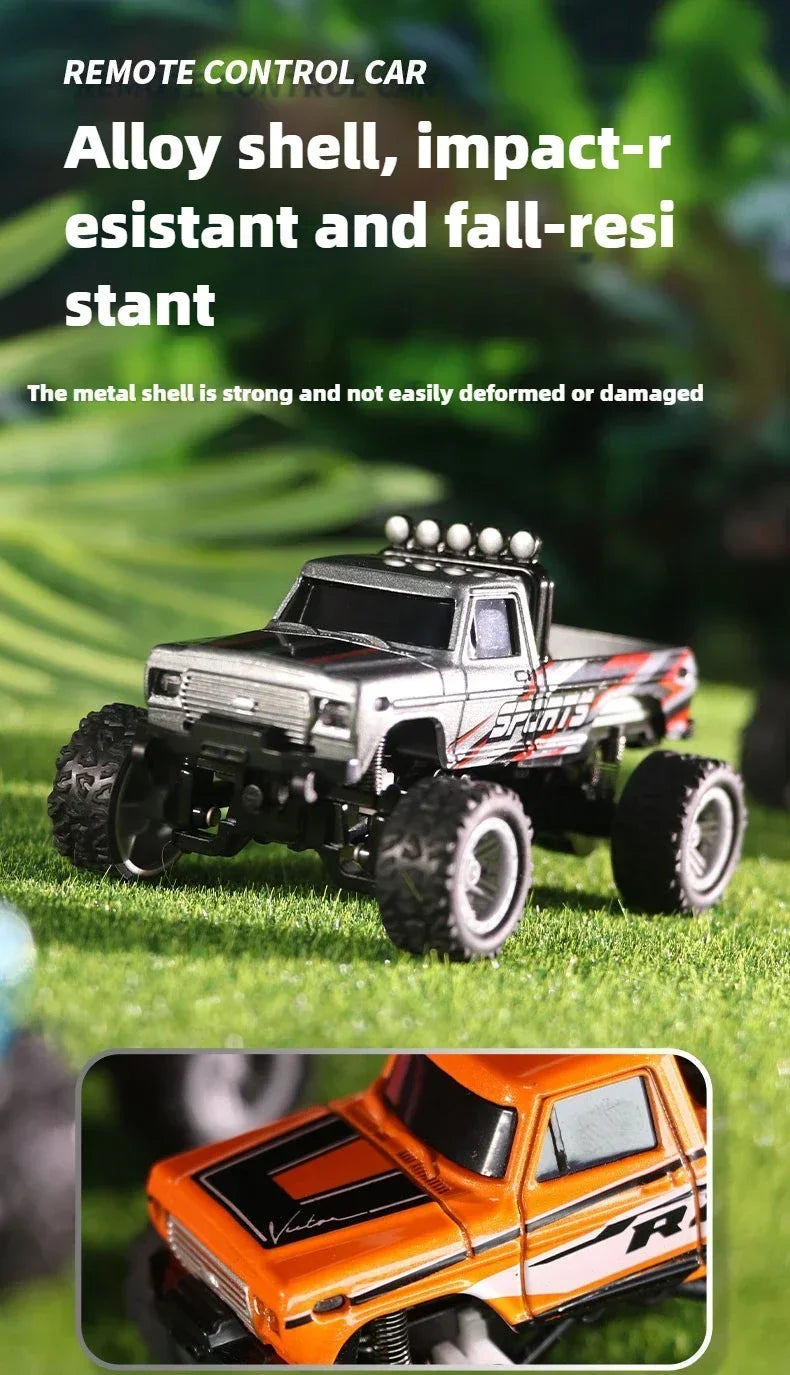 RC Off-road Monster Truck 1/64 Remote Control Mini Climbing Car Alloy Model 2.4G Remote Control Electric Toy Off-road Vehicle