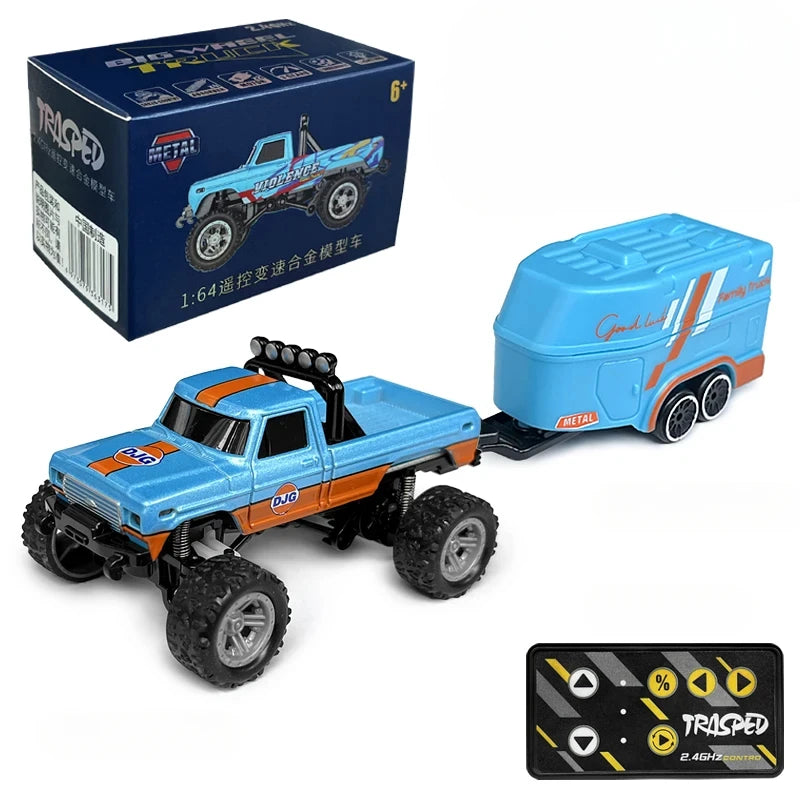 RC Off-road Monster Truck 1/64 Remote Control Mini Climbing Car Alloy Model 2.4G Remote Control Electric Toy Off-road Vehicle