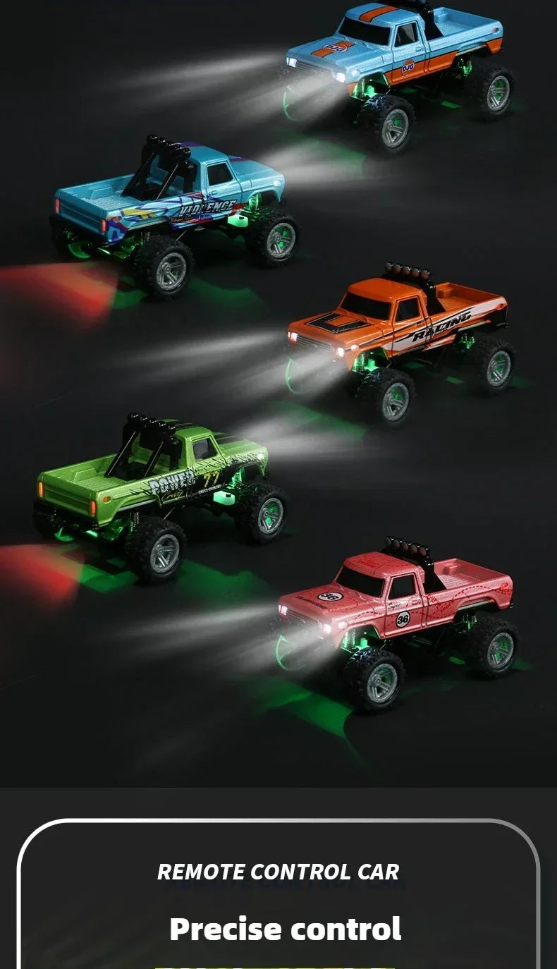 RC Off-road Monster Truck 1/64 Remote Control Mini Climbing Car Alloy Model 2.4G Remote Control Electric Toy Off-road Vehicle
