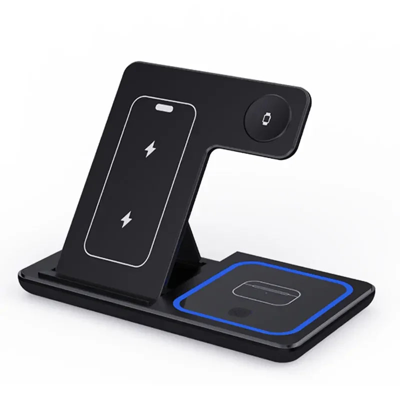 Desktop 3 in 1 Wireless Charger Foldable Fast Phone Charge Station For iPhone 16 15 14 13 12 Apple Watch 10/9/8/7/6 AirPods 3/2