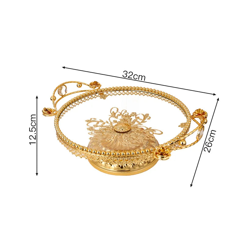 American style light luxury fruit tray decoration for home use, glass fruit tray for living room, new Chinese style coffee table