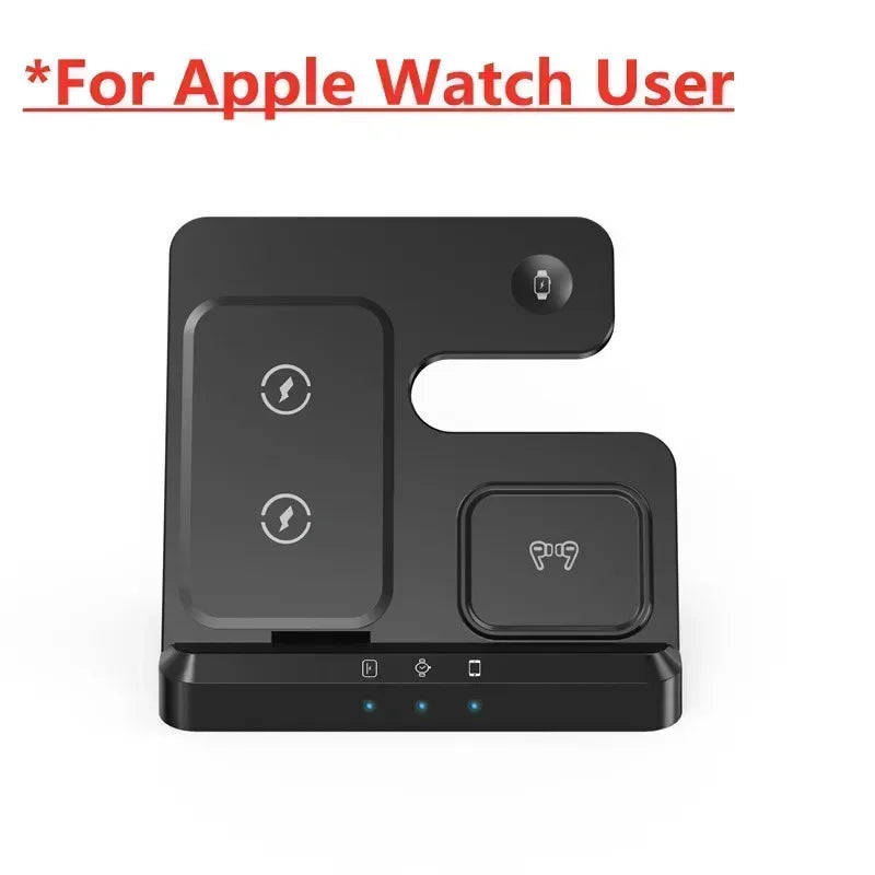 Desktop 3 in 1 Wireless Charger Foldable Fast Phone Charge Station For iPhone 16 15 14 13 12 Apple Watch 10/9/8/7/6 AirPods 3/2