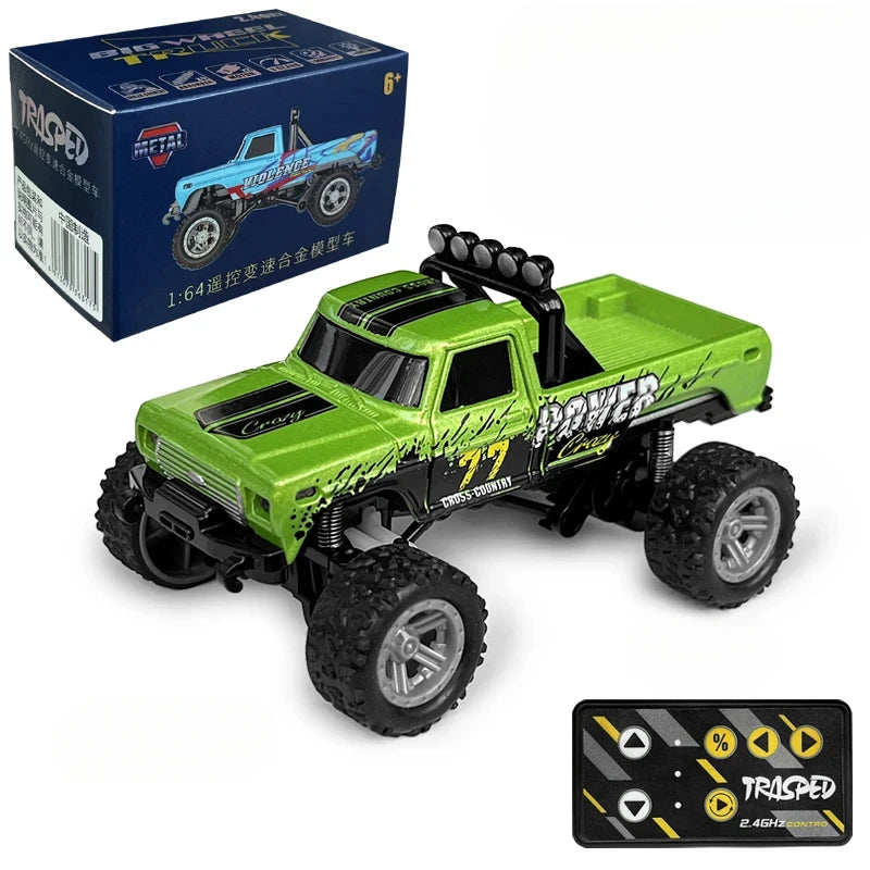 RC Off-road Monster Truck 1/64 Remote Control Mini Climbing Car Alloy Model 2.4G Remote Control Electric Toy Off-road Vehicle
