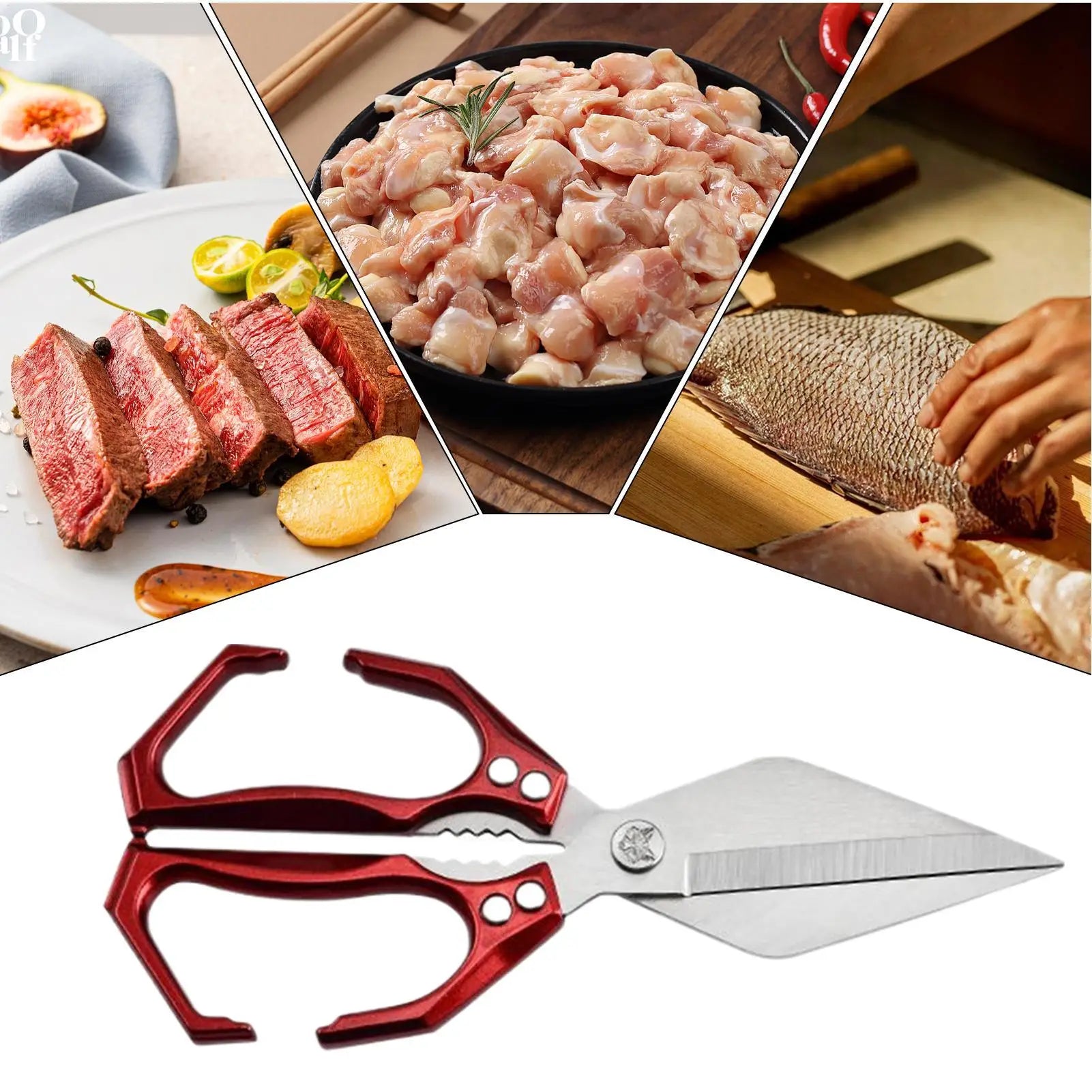Kitchen Scissors Stainless Steel Meat Cutting Scissors Cooking Shears Heavy Duty Utility For Chicken Cutting Turkey Fish Seafood