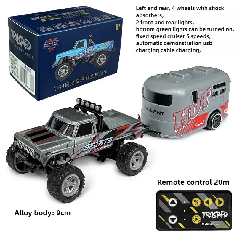 RC Off-road Monster Truck 1/64 Remote Control Mini Climbing Car Alloy Model 2.4G Remote Control Electric Toy Off-road Vehicle