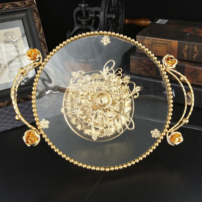 American style light luxury fruit tray decoration for home use, glass fruit tray for living room, new Chinese style coffee table