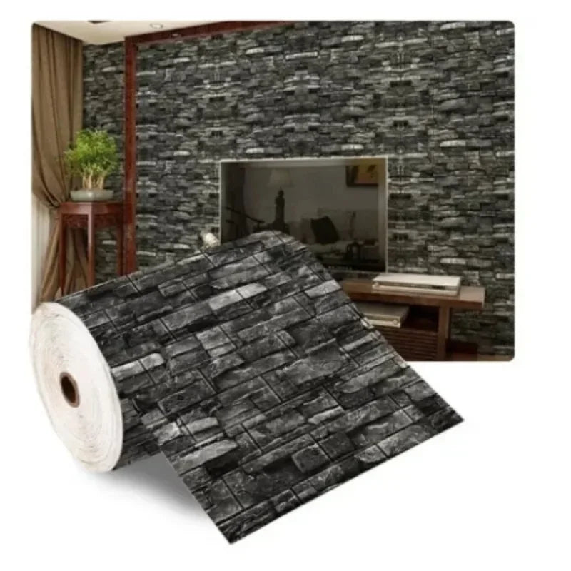 3D Wall Sticker Imitation 5m Brick Bedroom Home Decor Waterproof Self-adhesive DIY Wallpaper for Living Room