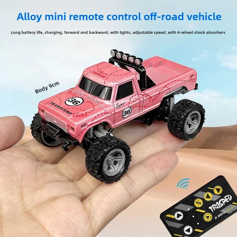 RC Off-road Monster Truck 1/64 Remote Control Mini Climbing Car Alloy Model 2.4G Remote Control Electric Toy Off-road Vehicle