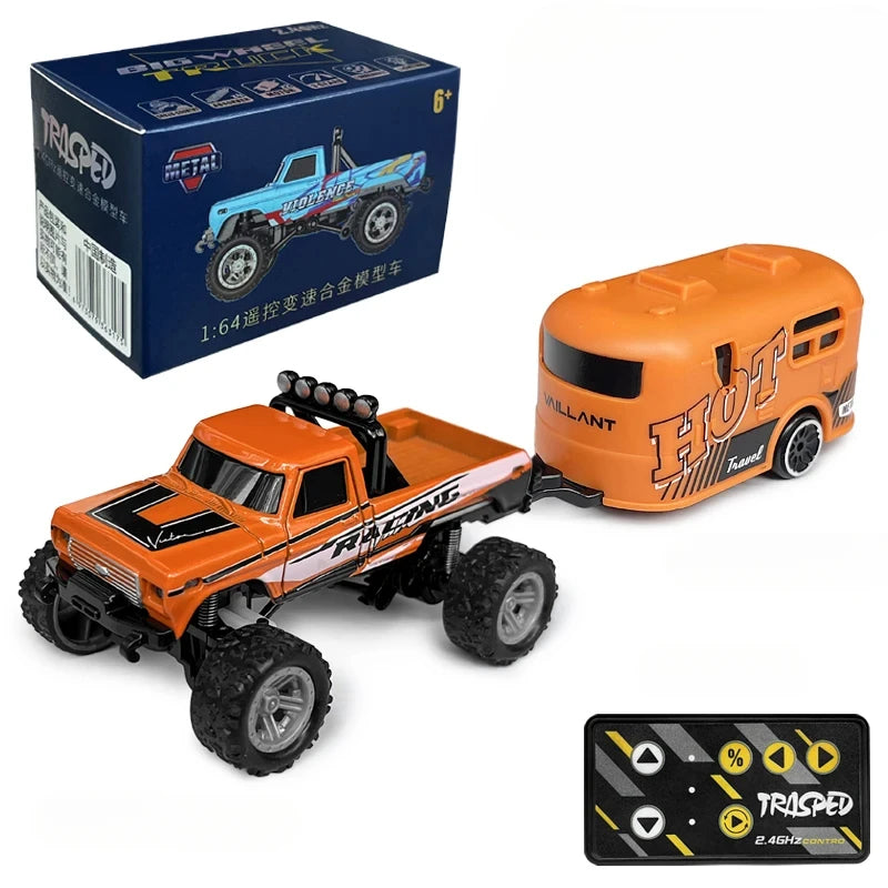 RC Off-road Monster Truck 1/64 Remote Control Mini Climbing Car Alloy Model 2.4G Remote Control Electric Toy Off-road Vehicle