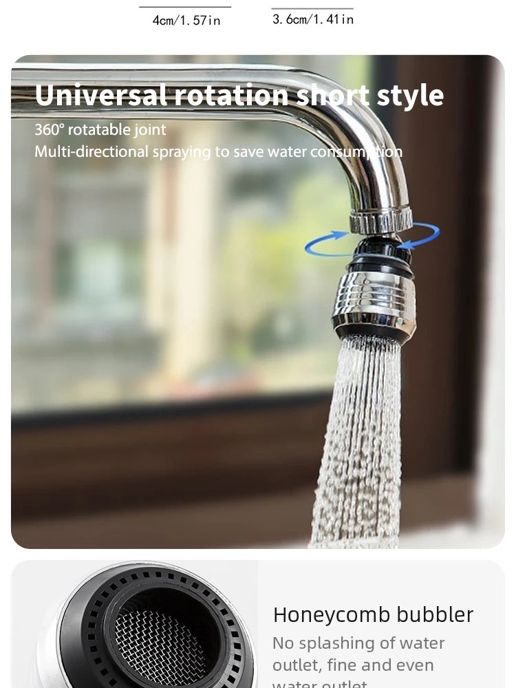 360 Degree Faucet Anti Splash Head Kitchen Water Saver Universal Rotating Bubbler Filter Nozzle Booster Nozzle Kitchen Tools