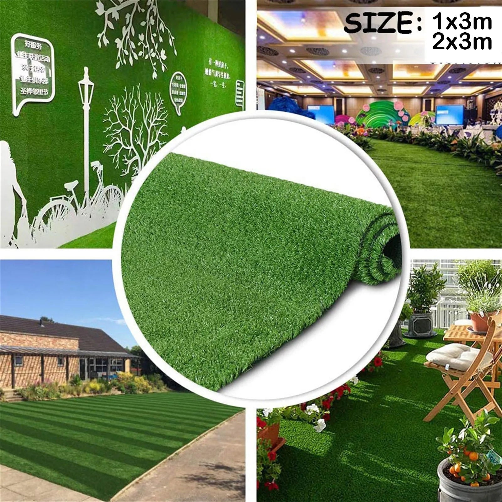 Artificial Turf Grass Lawn Realistic Synthetic Mat Indoor Outdoor Garden Landscape Balcony for Pets Fake Faux Rug Home Decor
