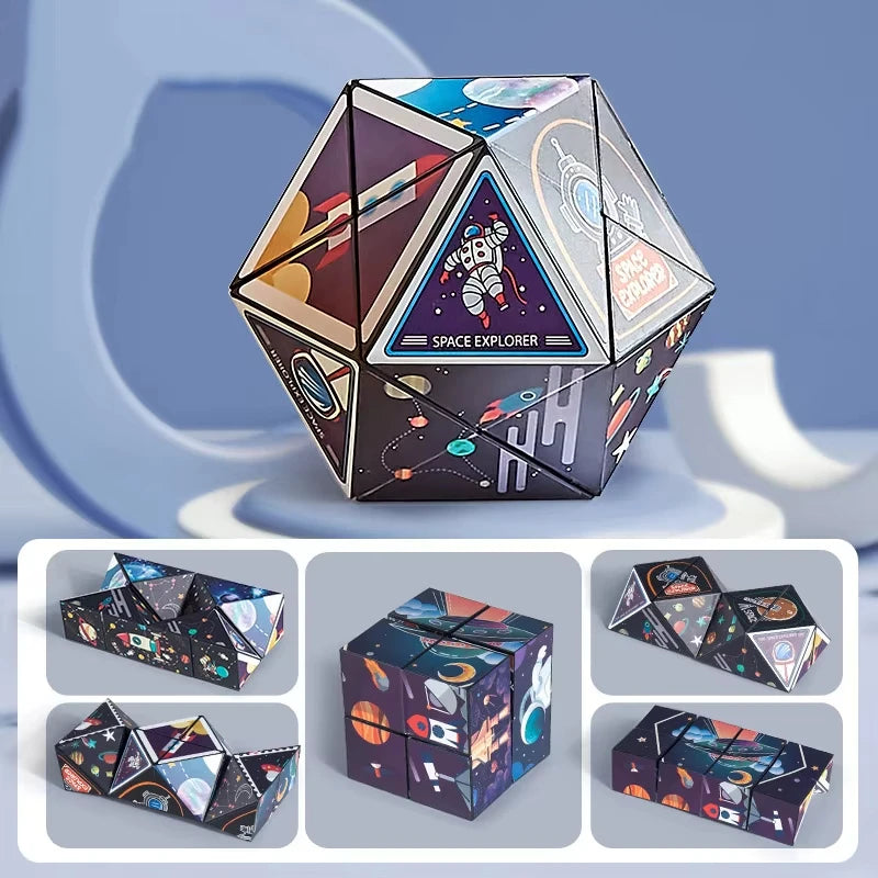 Shape Shifting Box Geometric Changeable Magnetic Magic Cube 3D Decompression Hand Flip Puzzle Kids Reliever Fidget Toy