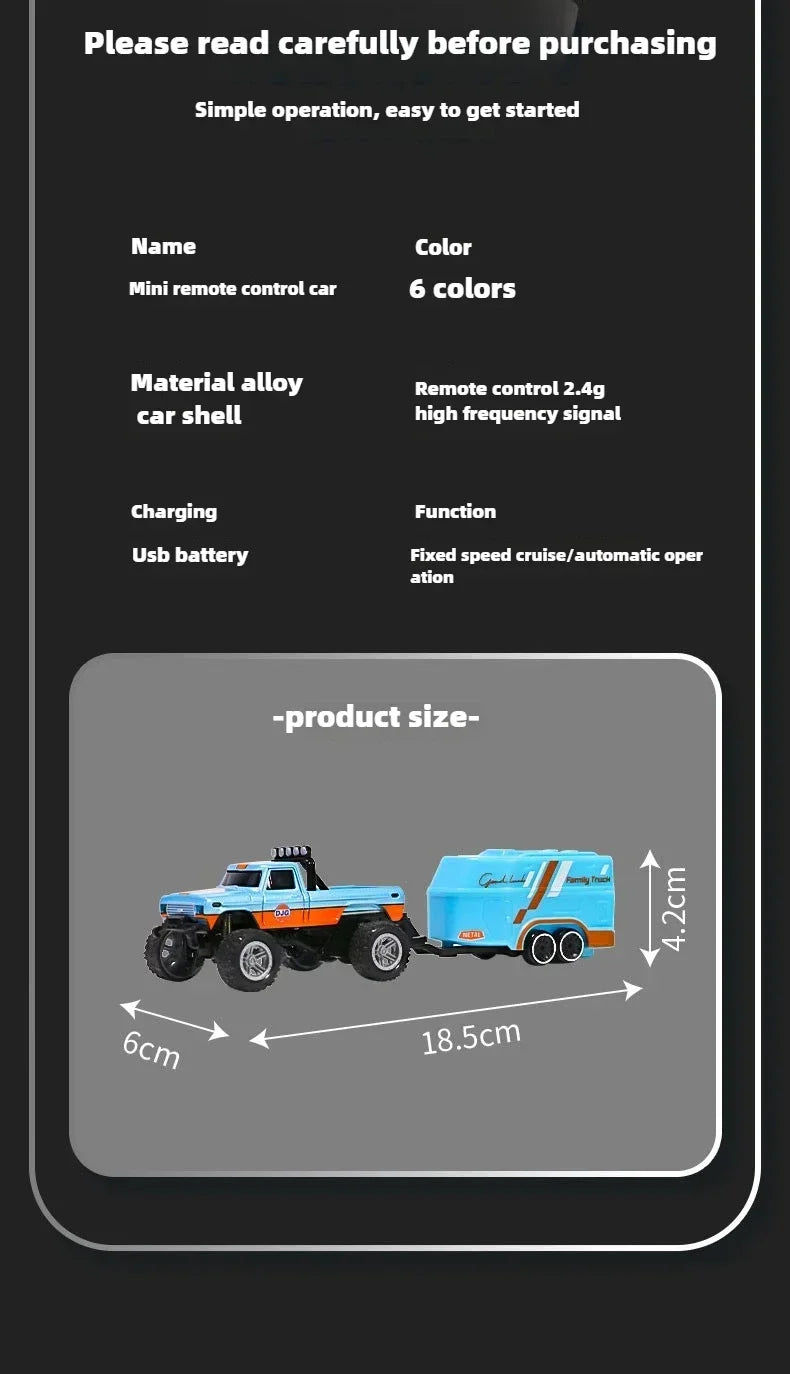 RC Off-road Monster Truck 1/64 Remote Control Mini Climbing Car Alloy Model 2.4G Remote Control Electric Toy Off-road Vehicle