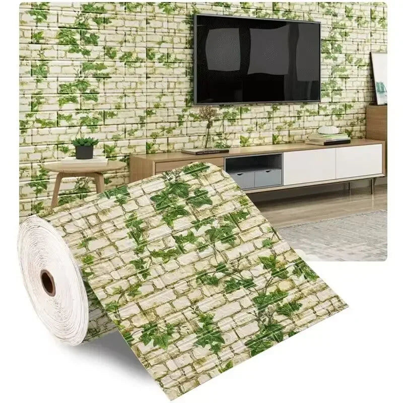 3D Wall Sticker Imitation 5m Brick Bedroom Home Decor Waterproof Self-adhesive DIY Wallpaper for Living Room