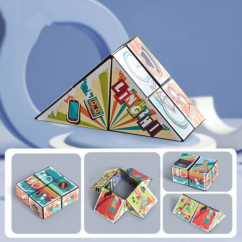 Shape Shifting Box Geometric Changeable Magnetic Magic Cube 3D Decompression Hand Flip Puzzle Kids Reliever Fidget Toy