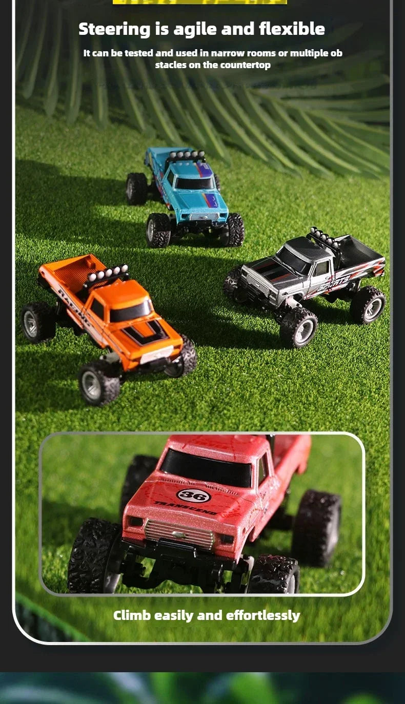 RC Off-road Monster Truck 1/64 Remote Control Mini Climbing Car Alloy Model 2.4G Remote Control Electric Toy Off-road Vehicle