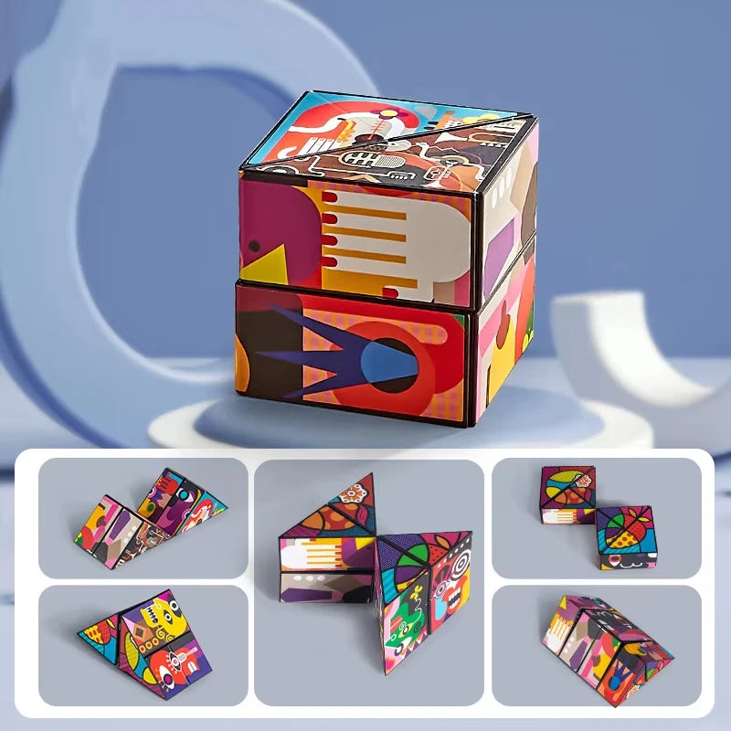Shape Shifting Box Geometric Changeable Magnetic Magic Cube 3D Decompression Hand Flip Puzzle Kids Reliever Fidget Toy