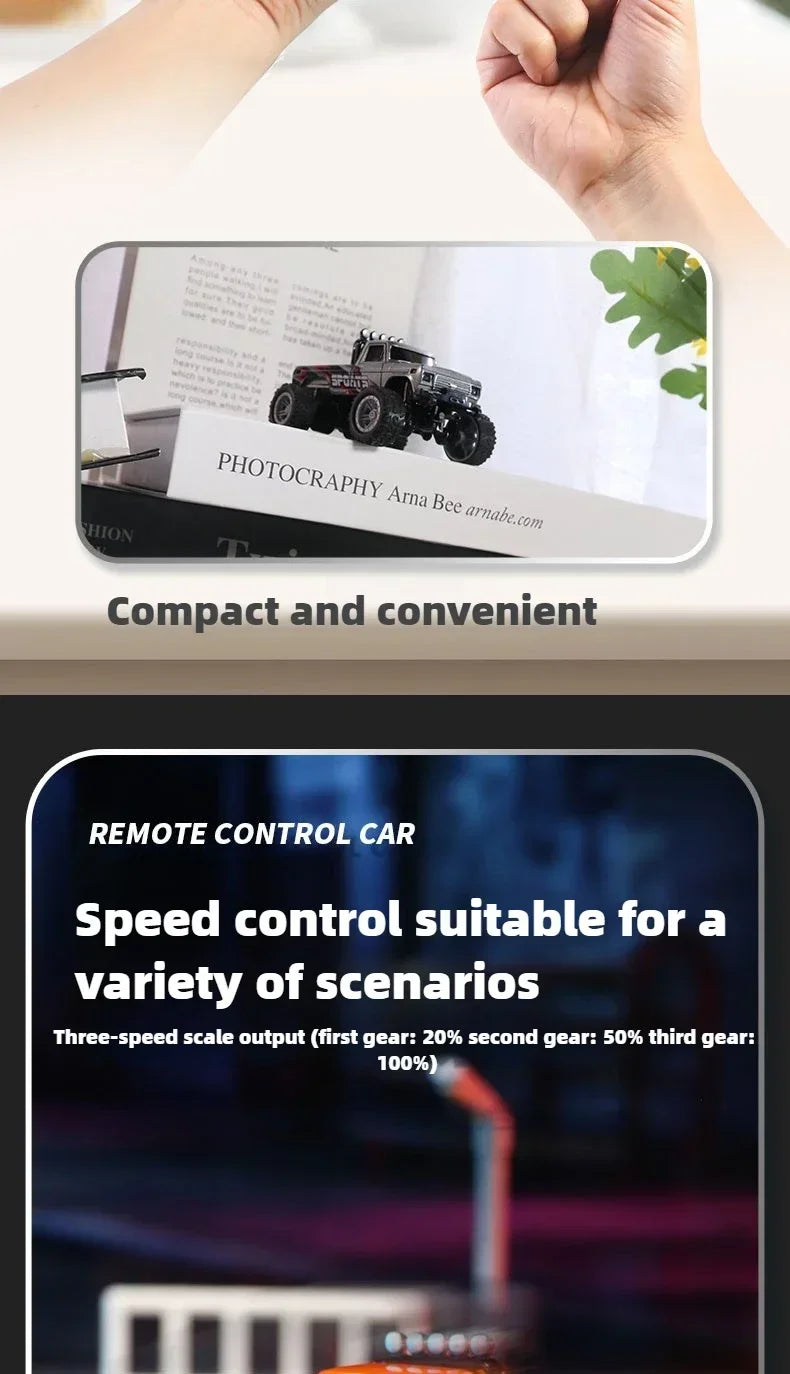 RC Off-road Monster Truck 1/64 Remote Control Mini Climbing Car Alloy Model 2.4G Remote Control Electric Toy Off-road Vehicle