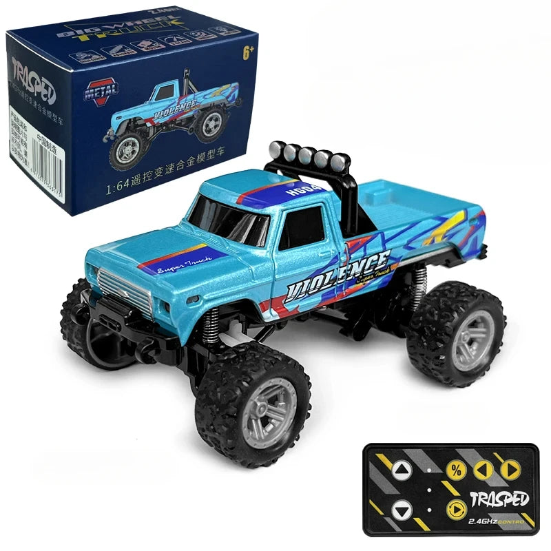 RC Off-road Monster Truck 1/64 Remote Control Mini Climbing Car Alloy Model 2.4G Remote Control Electric Toy Off-road Vehicle